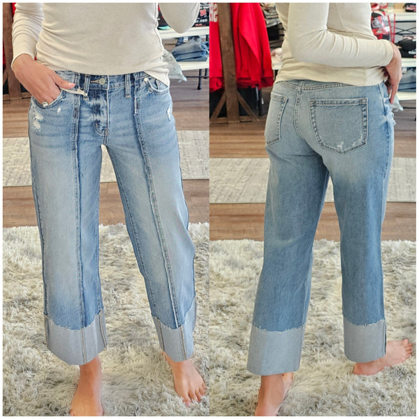 KanCan Margret Mid Rise Cropped Wide Leg Jeans