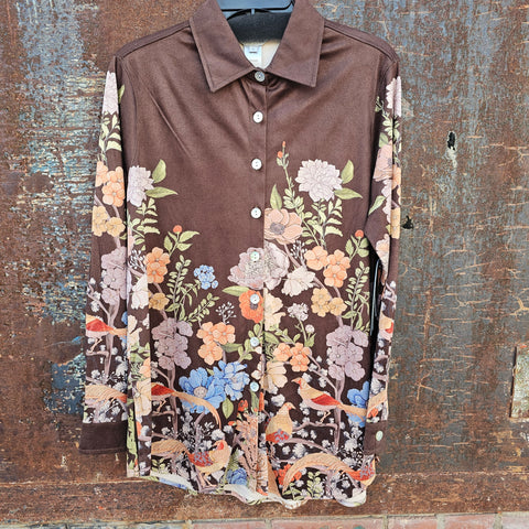 Multiples Fuax Suede Floral Shirt