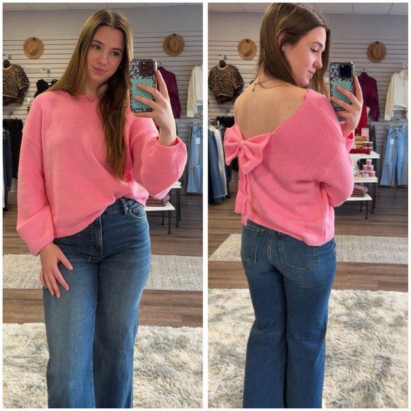 Vibrant Pink Bow Sweater