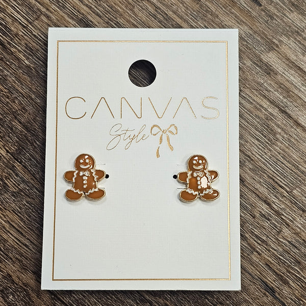Gingerbread Men Enamel Stud Earrings