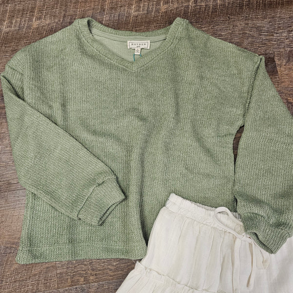 Hayden Sage V Neck Top