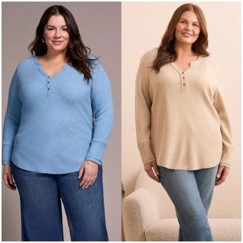 Tribal Henley Button Top