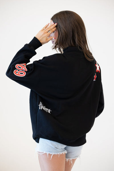 Nebraska All Over Scatter Oversized Funnel Neck