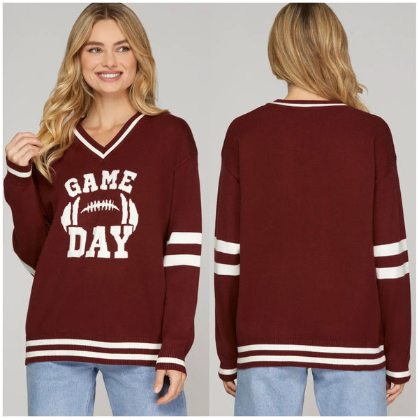 Garnet Game Day Varsity Sweater Top