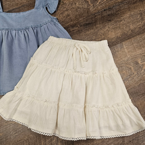 Hayden Crochet Hem Ruffle Skirt