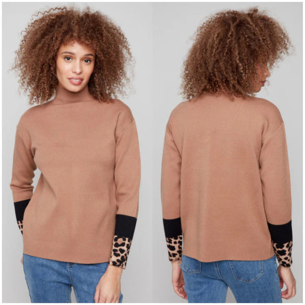 Charlie B Funnel Sweater Animal Print