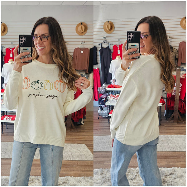 Pumpkin Season Embroidered Sweater