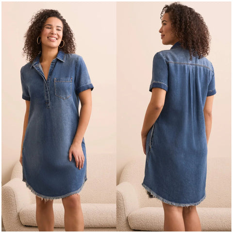 Tribal Pop Over Denim Shirt Dress