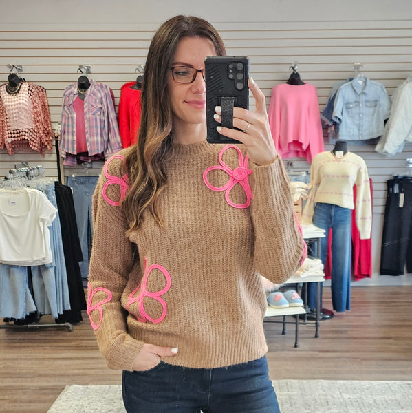 Charlie B Floral Crew Neck Sweater