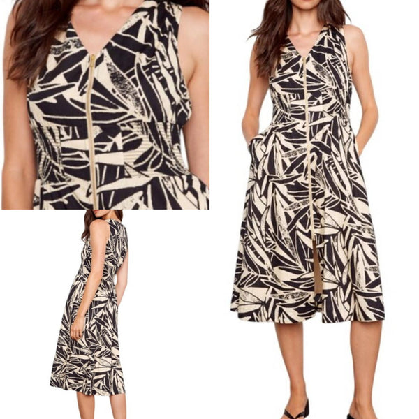 Charlie B Printed Front Zip Maxi Dress