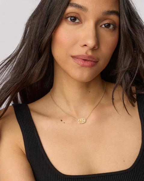 Elisa Gold Pendant Necklace in Citrine