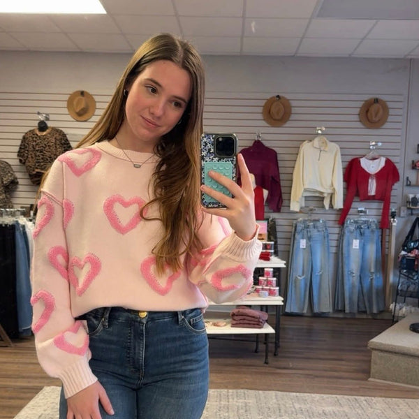 Pink Puff Heart Sweater