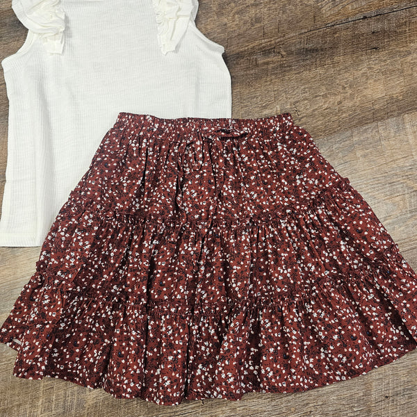 Hayden Burgundy Ruffle Mini Skirt