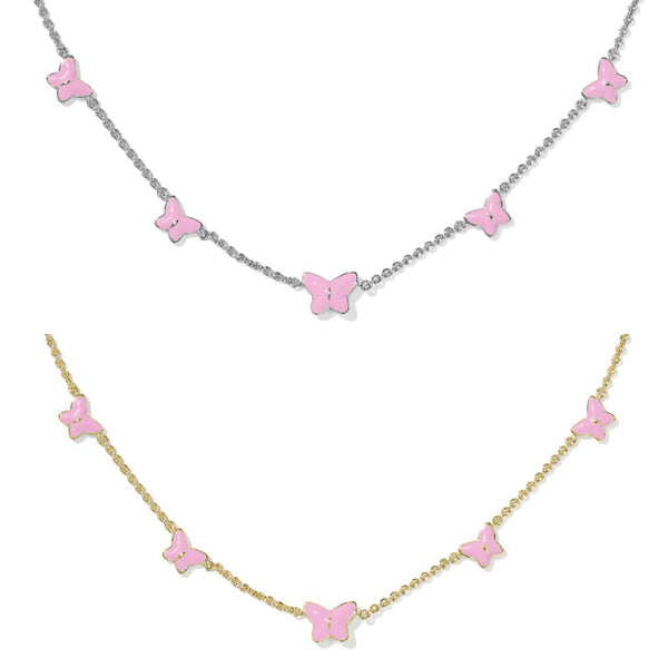 Lillia Butterfly Gold Enamel Strand Necklace