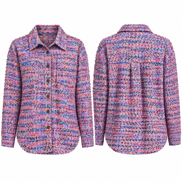 Multiples Woven Tweed Multi Print Shirt