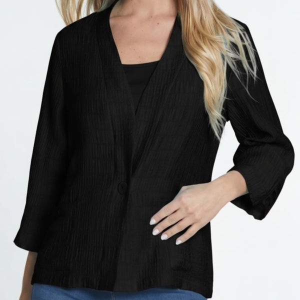 Multiples Black 2 Pocket Ladder Jacket Top