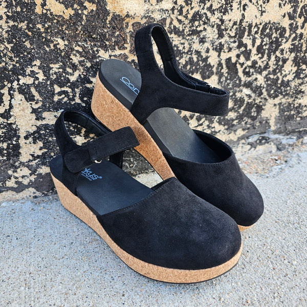 Corkys All In Black Faux Suede