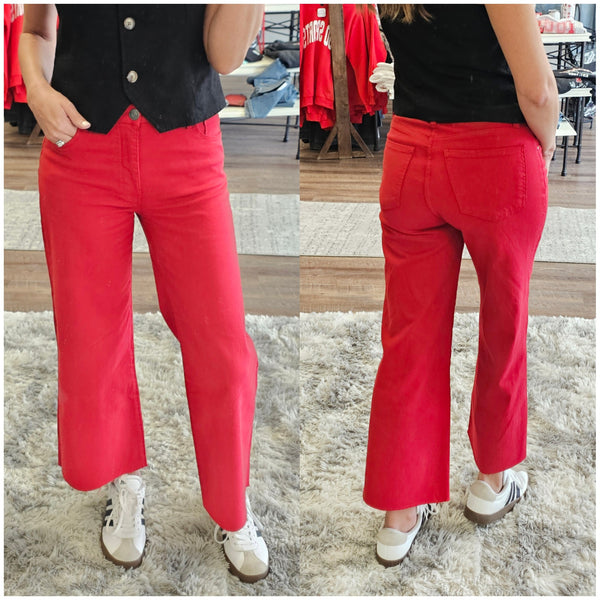 Kut Ruby Red Wide Leg Meg Jeans