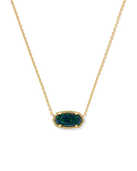 Elisa Gold Pendant Necklace in Night Opal