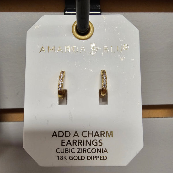 'Add a Charm' CZ Hoop Earring
