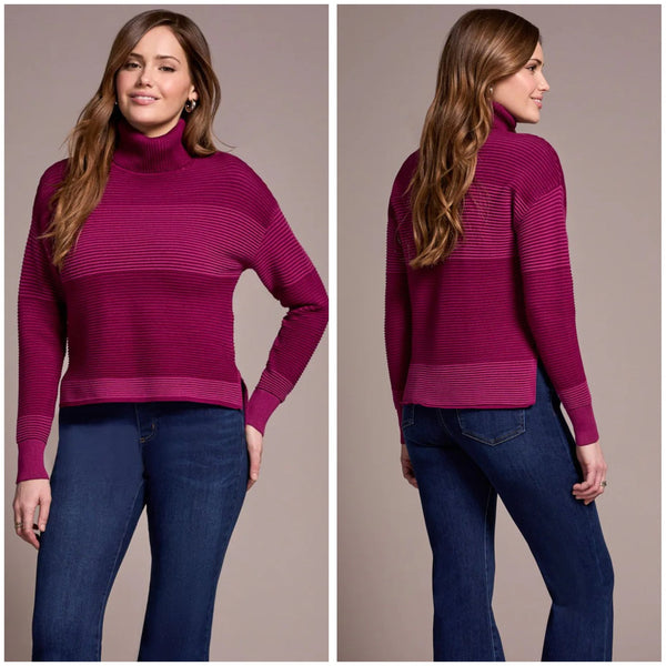 Tribal 2-Tone Turtleneck High-Low Sweater