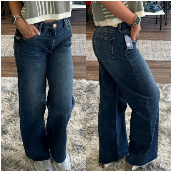 Kut High Rise Wide Leg Jeans Medium Wash