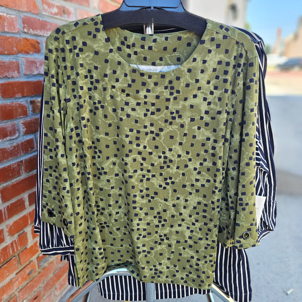 Multiples Olive 3/4 Sleeve Top