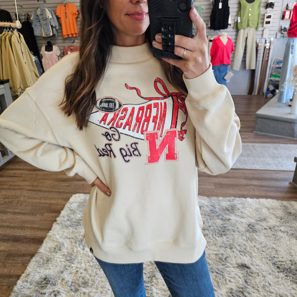 Nebraska Campus Charm Oversized Funnel Neck