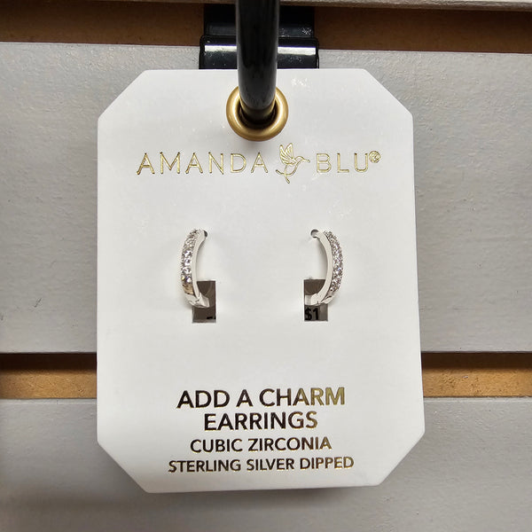 'Add a Charm' CZ Hoop Earring