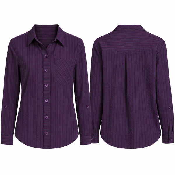 Multiples Woven Plaid & Stripe Long Sleeve
