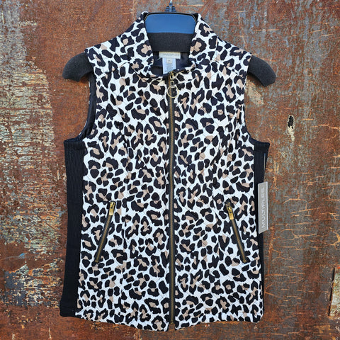 Multiples Black Cheetah Print Vest
