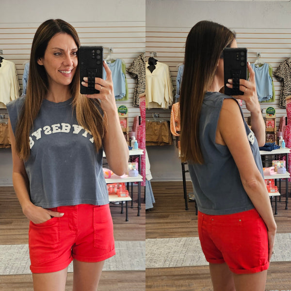 Upside-down Baseball Puff Tank