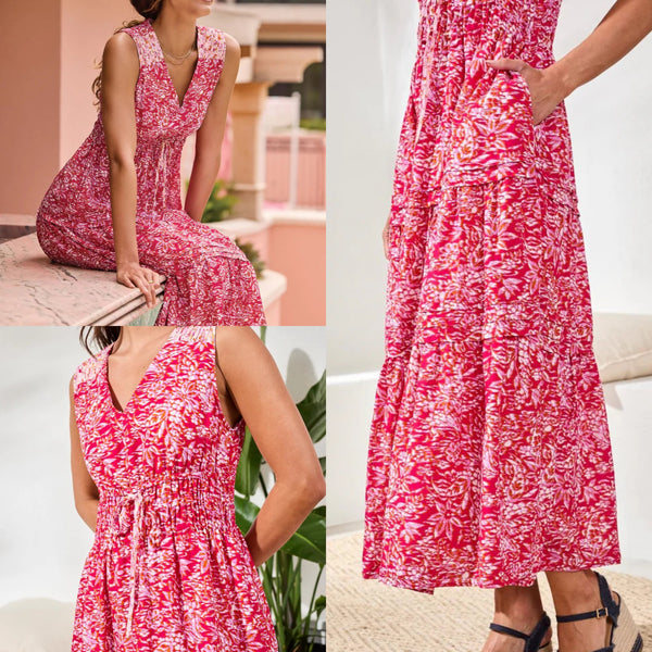 Tribal Lined Poplin Maxi Dress