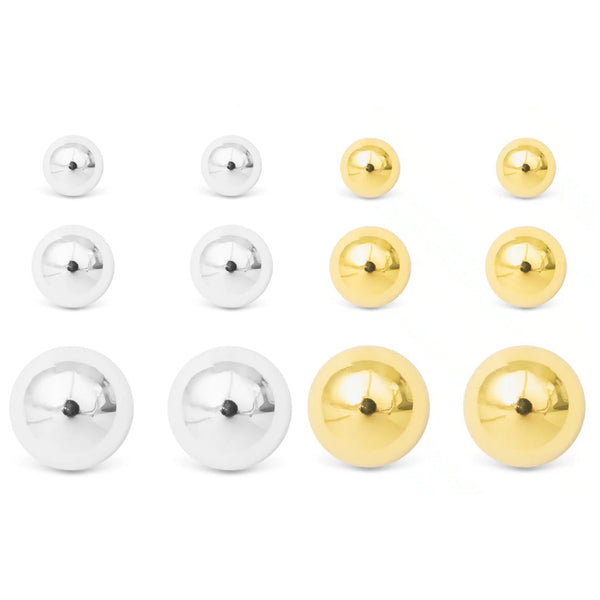 Polished Ball Stud Triplet Earrings