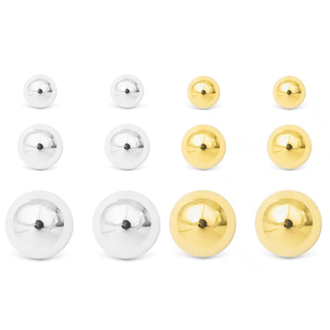 Polished Ball Stud Triplet Earrings