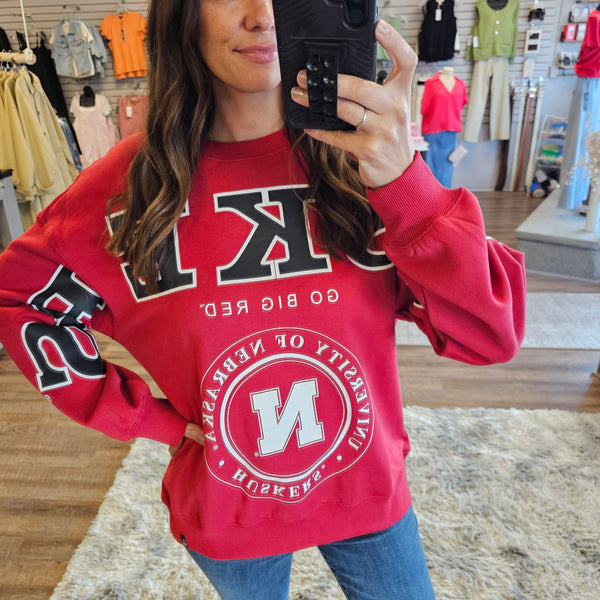 Nebraska Philly SPlit Lantern Sleeve Crew