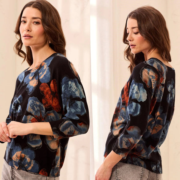 Tribal Three-Quater Sleeve Crewneck Sweater
