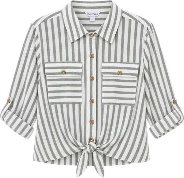 Multiples Drop Shoulder Tie Waist Woven Shirt
