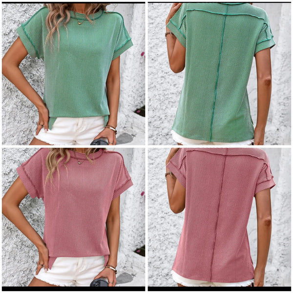 Backstitch Strip Short Sleeve Shirt