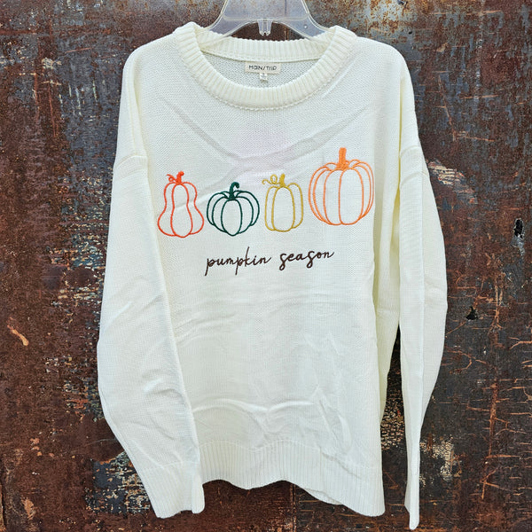 Pumpkin Season Embroidered Sweater