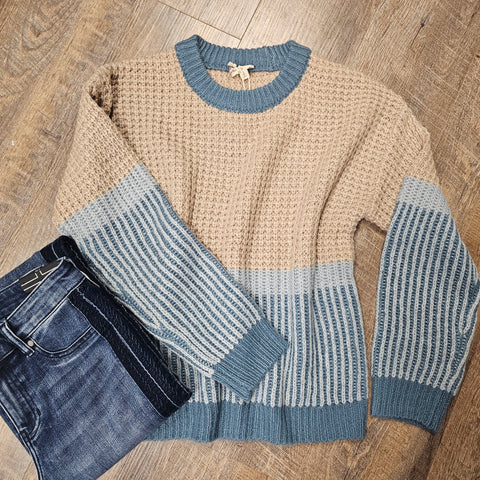 Blue & Tan Colorblock Sweatshirt