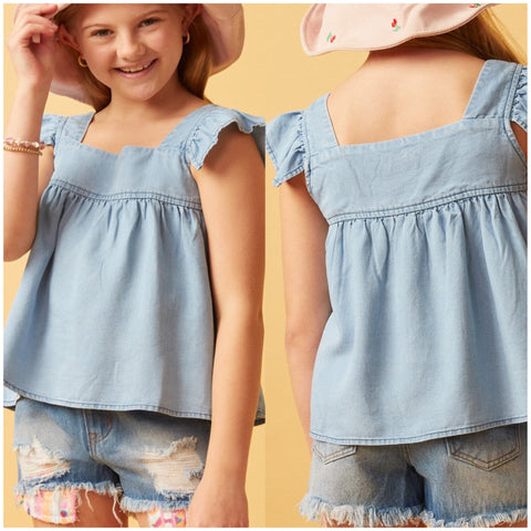 Hayden Tencel Ruffle Cap Sleeve Top