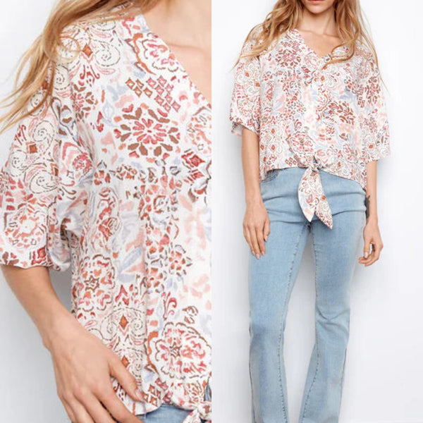 Charlie B Elbow Sleeve Popover Blouse