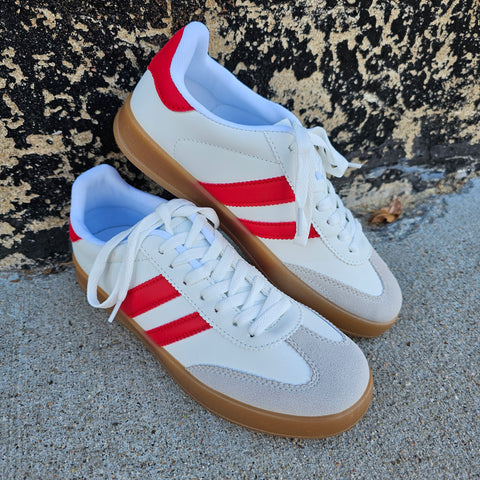 White and Red Striped Sneaker