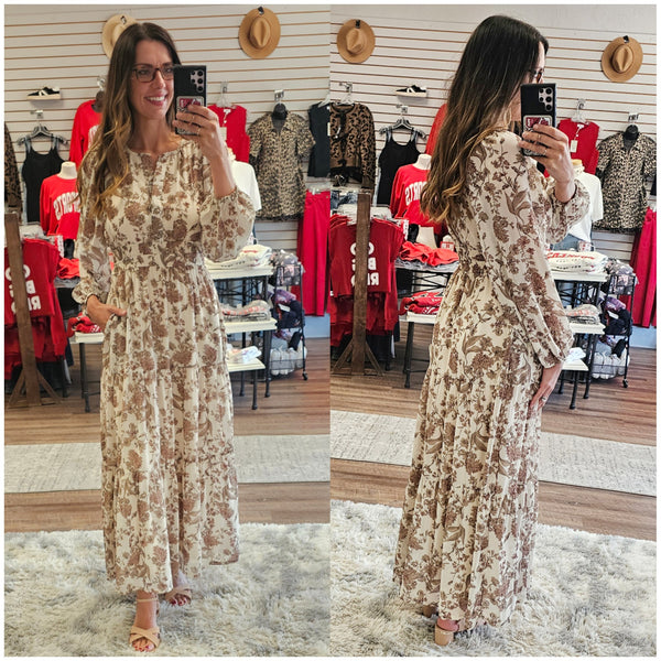 Floral Tiered Maxi Dress With Pockets