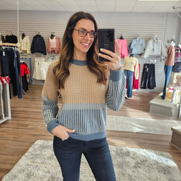 Blue & Tan Colorblock Sweatshirt