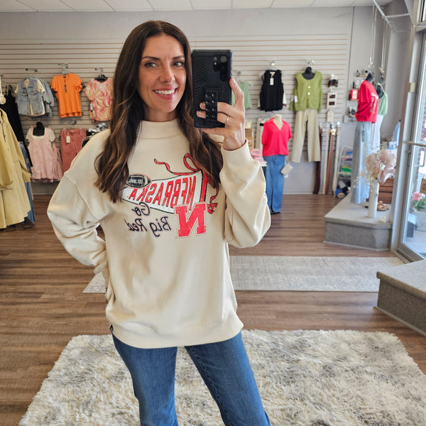 Nebraska Campus Charm Oversized Funnel Neck