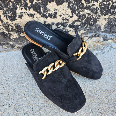 Corkys Keepsake Black Suede Mule