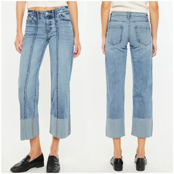 KanCan Margret Mid Rise Cropped Wide Leg Jeans