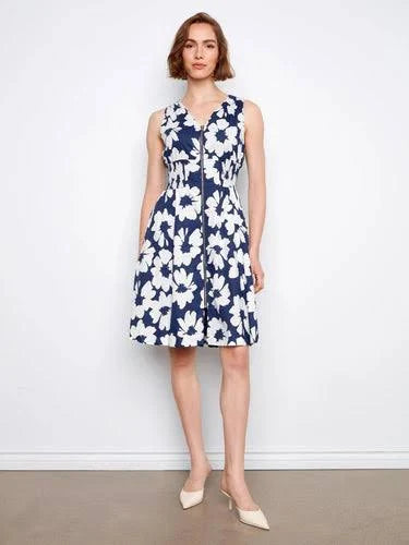Charlie B Voile Printed Front Zip Dress